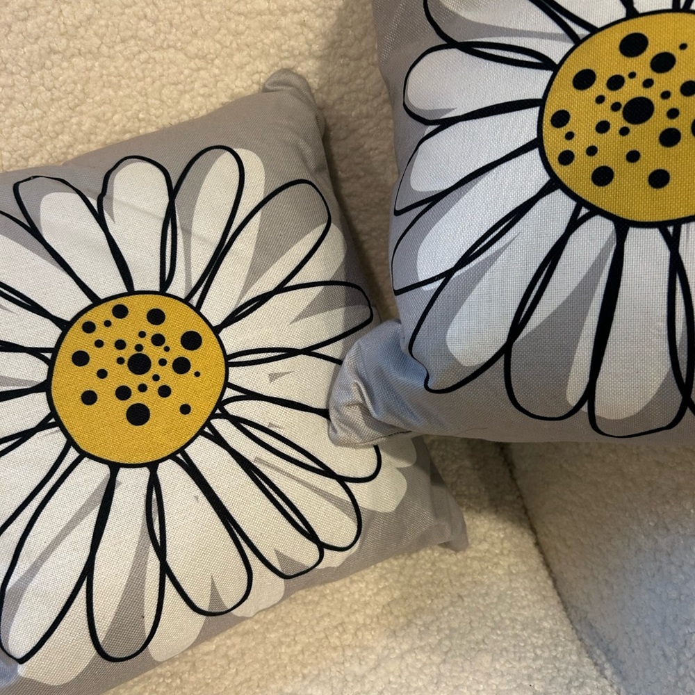 SET of 2 Throw Pillow COVERS with Daisy Design